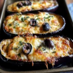 Aubergines gratinées mozzarella olives