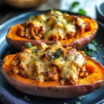 Patate douce farcie au poulet