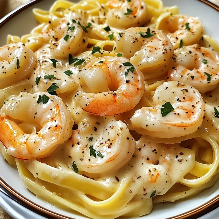 Pâtes crémeuses ail crevettes