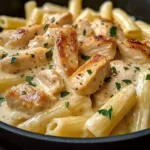 Pâtes au poulet et sauce crémeuse au boursin